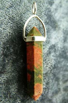 UNAKITE CHINESE FACETED HEALING POINT PENDANT. SPR3890