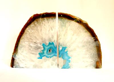 PAIR OF AGATE POLISHED FACE BOOKENDS.   SP14153SLF