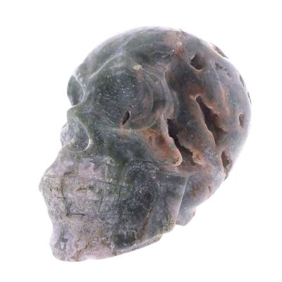 Gemstone Skull Carving In Green Moss Agate.   SP17110POL
