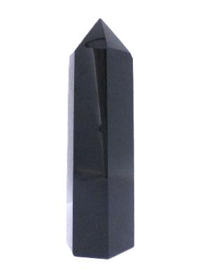 Fully Polished And Facetted Tower/ Point In Black Obsidian.   SP17320POL