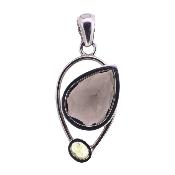 925 Silver Designer Pendant With Smokey Quartz & Peridot.   SP5734PEND