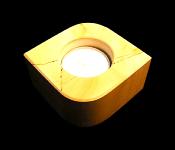 BURMA TEAK MARBLE SINGLE HOLE TEA LIGHT HOLDER.   SPR11420POL