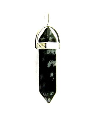 SNOW FLAKE OBSIDIAN DOUBLE TERMINATED HEALING POINT PENDANT.   SPR12433PEND