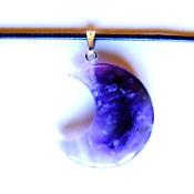 CRESCENT MOON PENDANT IN AMETHYST ON WAXED CORD.   SPR13967PEND