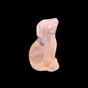 Gemstone Sitting Dog Figure carved in Rose Quartz.   SPR15355POL