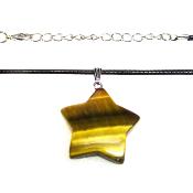 Star Pendant Necklace In Tiger's Eye On Waxed Cord.   SPR15993PEND