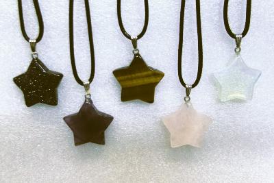10 Pack Star Pendant Necklace On Waxed Cord.   SPR15996WH