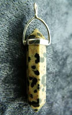 DALMATIAN JASPER CHINESE FACETED HEALING POINT PENDANT. SPR3889