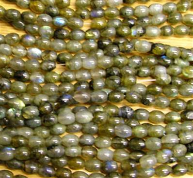 LABRADORITE RICE BEADS ON A STRING. SPR6032