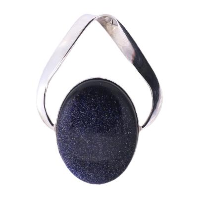 925 Silver pendant featuring a single oval shaped cabochon in Blue Goldstone.   SP4183PEND