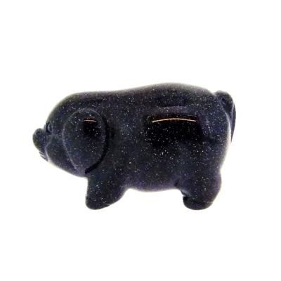 CARVING OF A PIG IN BLUE GOLDSTONE.   SPR15069POL