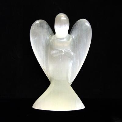 Angel Carving in Selenite (Satin Spar) Medium Size.   SPR15839POL