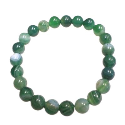 PLAIN POWER BEAD BRACELET IN GREEN DYED AGATE. (NO TOGGLE) 10 PACK.   SPR17175BRWH