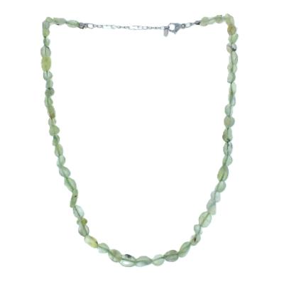 Polished Pebble Necklace In Prehnite.   SPR17853NEC