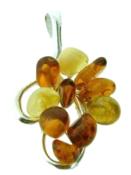 AMBER & SILVER GRAPE STYLE PENDANT. 4CM. 2H019002