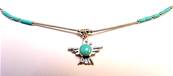 NATIVE AMERICAN SILVER WITH TURQUOISE PENDANT NECKLACE. 871N