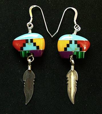 MULTI COLOURED MOSAIC 'BEAR' EARRINGS. 078E
