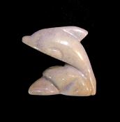 ONE OFF MOTHER & CALF DOLPHIN CARVING IN BLUE QUARTZ.   SP11585POL