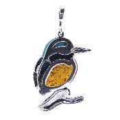 Kingfisher Pendant In 925 Silver With Baltic Amer & Turquoise Detailing.   SP17299PEND.