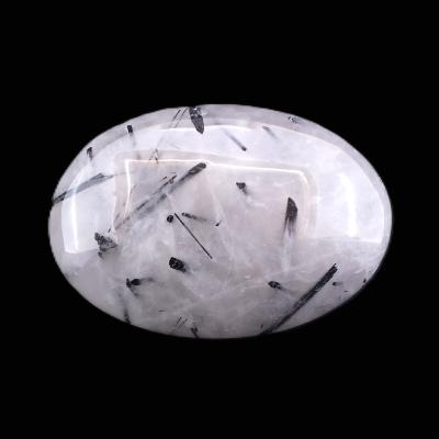 Tourmaline Crystals In Quartz Fully polished Oval Palm Stone.   SP17545POL