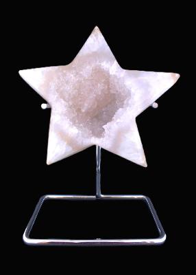 Agate Geode Star Carving On Metal Stand.   SP17570POL