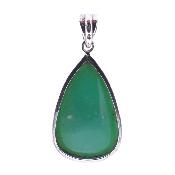 Unique 925 Silver designer pendant featuring a faceted teardrop-shaped Chrysoprase cabochon.   SP2546PEND
