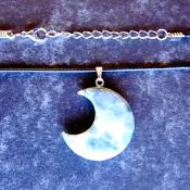 CRESCENT MOON PENDANT IN TREE AGATE ON WAXED CORD.   SPR13972PEND