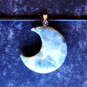 CRESCENT MOON PENDANT IN TREE AGATE ON WAXED CORD.   SPR13972PEND