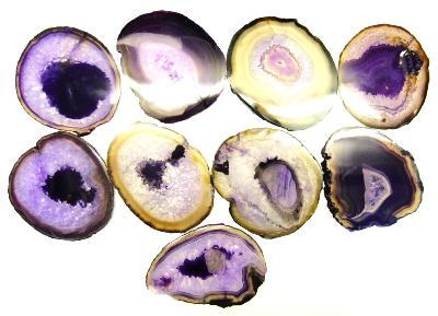 Agate Polished Slice Specimens Coloured Purple.   SPR15688POL