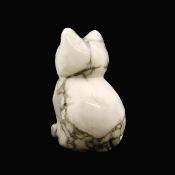 Gemstone Carving Of A Cat (Large Size) In White Howlite.   SPR16932POL