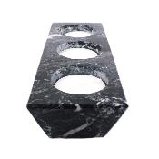 Triple Hole Tea Light Holder In Black Zebra Jasper.   SPR17243POL