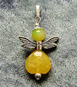 SILVER PLATED 'FAIRY WINGS' PENDANT FEATURING JADE. SPR7683PEND