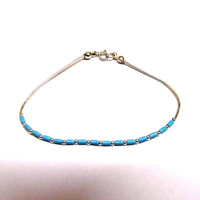 SILVER & TUBULAR BEAD BRACELET.   109NB