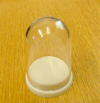 10 X PLASTIC 'THIMBLE' DOMED DISPLAY BOX - WHITE BASE WITH CLEAR TOP (D1 SIZE) D1/31D/44T