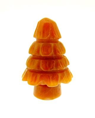 A GEMSTONE MINI CHRISTMAS TREE CARVING IN PEACH AVENTURINE.   SP12970POL