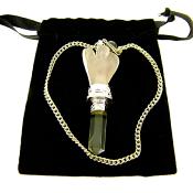 DOWSING PENDULUM FEATURING ANGEL CARVING IN ROSE QUARTZ & FACETED POINT IN QUARTZ.   SP13489POL 