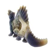 Spinosaurus Dinosaur Sculpture Carved  From A Blue Agate With Quartz Geode.   SP16603SLF
