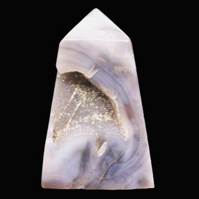 Gemstone Obelisk In Agate With Quartz Druze Inside.   SP17360POL