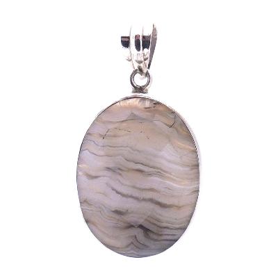 925 Silver one off designer pendant featuring a faceted oval cabochon in Botswana Agate.   SP2541PEND