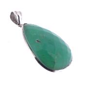 Unique 925 Silver designer pendant featuring a faceted teardrop-shaped Chrysoprase cabochon.   SP2546PEND