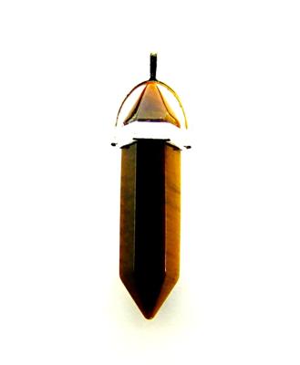 TIGERSEYE DOUBLE TERMINATED HEALING POINT PENDANT.   SPR13073PEND