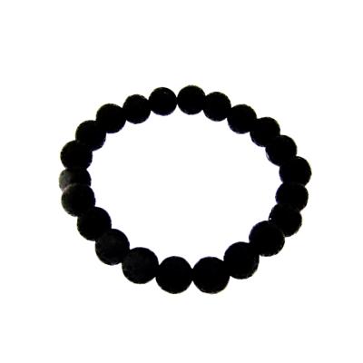 PLAIN POWER BEAD BRACELET IN LAVA STONE (NO TOGGLE) 10 PACK.   SPR14228BRWH    SPR14228BRWH