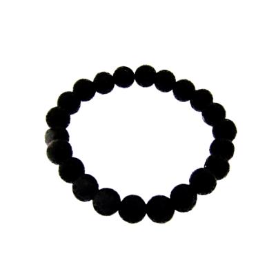 PLAIN POWER BEAD BRACELET IN LAVA STONE (NO TOGGLE) 10 PACK.   SPR14228BRWH