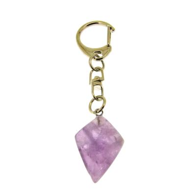 Diamond Shape Gemstone Keyring in Amethyst.   SPR15568POL