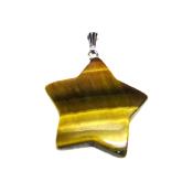 Star Pendant Necklace In Tiger's Eye On Waxed Cord.   SPR15993PEND