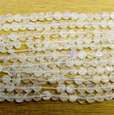 RAINBOW MOONSTONE BUTTON SHAPE BEADS ON A STRING. SPR4912
