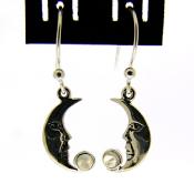 'Man in the Moon' Pendant Earrings in 925 Silver with Rainbow Moonstone Gemstones. 22378RM