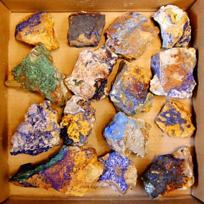 AZURITE WITH MALACHITE ON MATRIX SPRECIMENS.   SP11259WHSHF