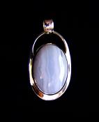 925 SILVER PENDANT FEATURING A LARGE OVAL CABOCHON IN BLUE LACE AGATE.   SP11760PEND