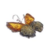 Butterfly Pendant In 925 Silver Featuring Two Colours Of Baltic Amber.   SP17292PEND